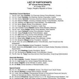3. Tianjin Plenary LOP [list of participants]