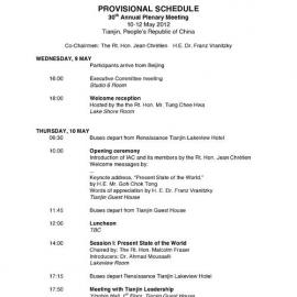 4. Tianjin Plenary Schedule