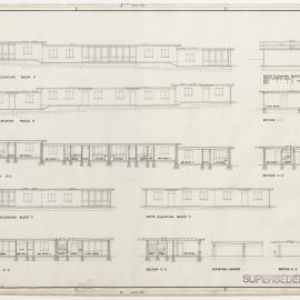 Knottywood Flats, at 63 Wattle Road, Hawthorn. Elevations and Sections Block C and E