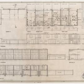 Knottywood Flats, at 63 Wattle Road, Hawthorn. Plans, Elevations, Sections. Block D and North Carport B