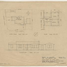 House at Eildon for Mr. M G Speedie Esq. State Rivers and Water Supply Commission. Elevation, Site Plan