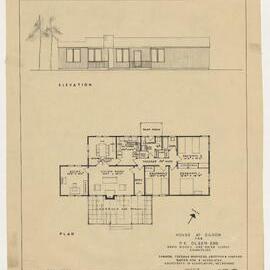 House at Eildon for P E Olsen Esq. State Rivers and Water Supply Commission. Plan and Elevation