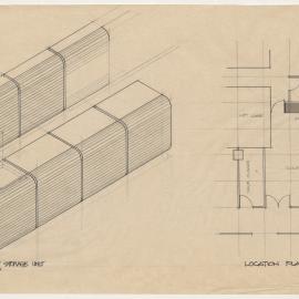 Estates House. Head Office. Elevation of Storage Unit without Doors and Location Plan