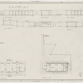 ['Cabana' for Mrs. A.S. Pierce Residence]. Elevations, Section, Structural Roof and Electrical Layout