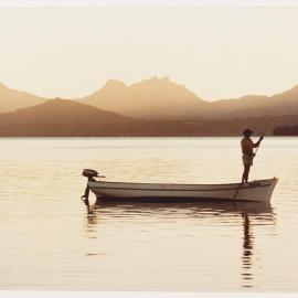 [Lake fishing scene during a visit by Malcolm Fraser to Zambia and Nigeria]