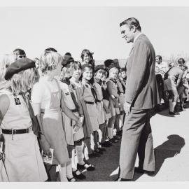 [Malcolm Fraser meeting Girl Guides during a visit to Alice Springs]