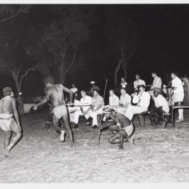 [Malcolm Fraser and others watching a traditional dance by Aboriginal Australian men during a visit to the Northern Territory]