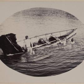 [Boys in water with row boat, Portsea]