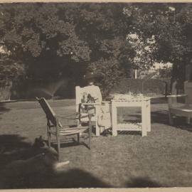 [Outdoor setting in garden]