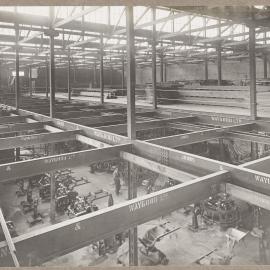 [Yarra Falls factory installation of machinery as seen from above]