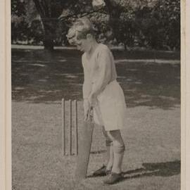 [Boy posed with cricket bat,] Miegunyah