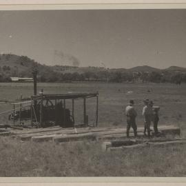 [Men observing stationary steam engine - Colly Creek, Quirindi]