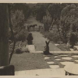 View from back porch of Westerfield of the main garden path leading to bushland]