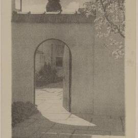 [Stone garden wall with arched doorway,] Seven Creeks 