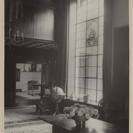 [Miegunyah interior, Cooks' ship 'HMS Endeavour' stained-glass]