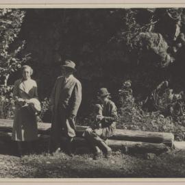[Mabel Grimwade [left) and companions in a forest in Austria]