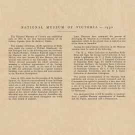 [History of the] National Museum of Victoria - 1950