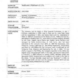 [1962.0008] Records of Melbourne Steamship Co. Ltd
