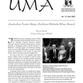 UMA Bulletin : News from the University of Melbourne Archives : Issue 12