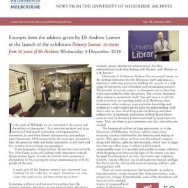 UMA Bulletin : News from the University of Melbourne Archives : Issue 28