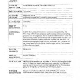 [1974.0099] Records of the University Of Melbourne Central Administration