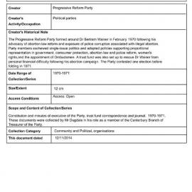 [1991.0002] Records of the Progressive Reform Party