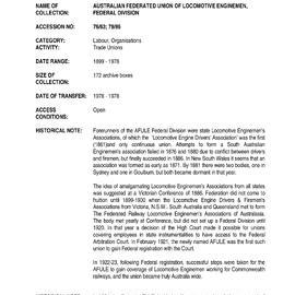 [1976.0063] Records of the Australian Federated Union Of Locomotive Enginemen, Federal Division