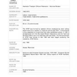 [1992.0075] Records of the Australian Transport Officers' Federation - Victorian Division
