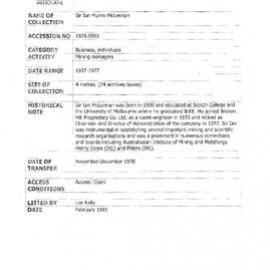 [1978.0095] Papers of Ian Munro McLennan