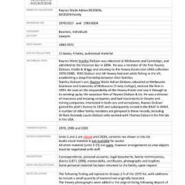 [1978.0117] Papers of Raynes Waite Adrian Dickson