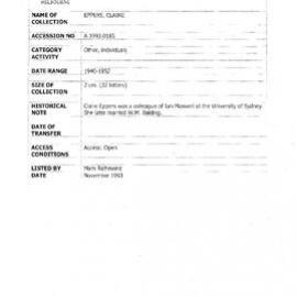 [1993.0185] Letters to Claire Eppers from Ian Maxwell