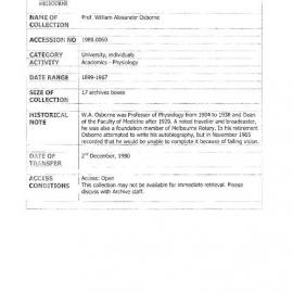 [1980.0060] Papers of William Alexander Osborne