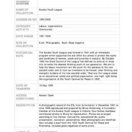 [1995.0028] Records of the Eureka Youth League