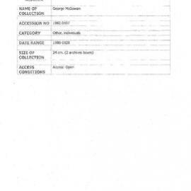 [1982.0107] Papers of George Mcgowan