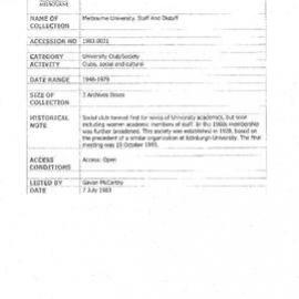 [1983.0031] Records of Melbourne University. Staff And Distaff