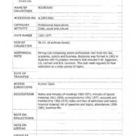 [1983.0061] Records of the Boobooks