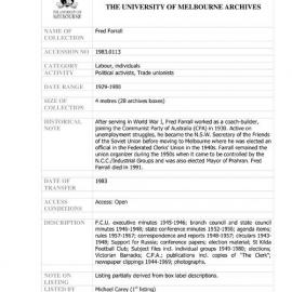 [1983.0113] Papers of Fred Farrall