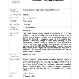 [1983.0152] Records of Operative Painters And Decorators' Union Of Australia, New South Wales Branch