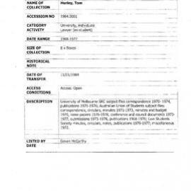 [1984.0001] Papers of Tom Hurley