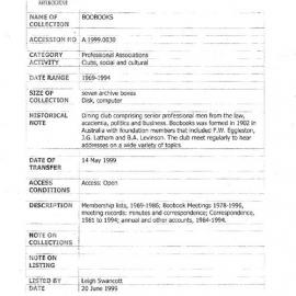 [1999.0030] Records of the Boobooks