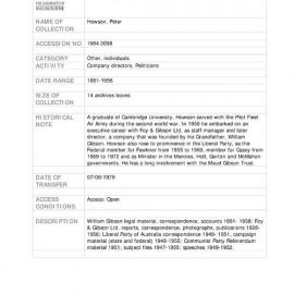 [1984.0098] Papers of Peter Howson