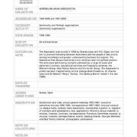 [1985.0094] Consolidated Records of the Australian-Asian Association