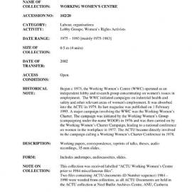 [2002.0020] Records of the Working Women's Centre