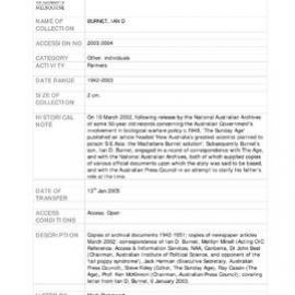 [2003.0004] Papers of Ian D Burnet