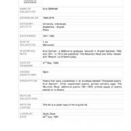 [1986.0078] Poetry of Enid Derham