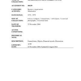 [2004.0039] Records of Metropolitan Meat Market Ltd