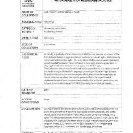 [1987.0043] CORRESPONDENCE OF STANLEY J SCOTT AND  FRANK P JUST