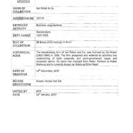 [2007.0033] Records of Ian Potter & Co.