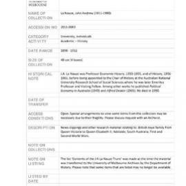 [2011.0083] Papers of John Andrew La Nauze