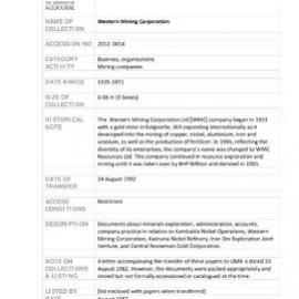 [2012.0014] Records of the Western Mining Corporation